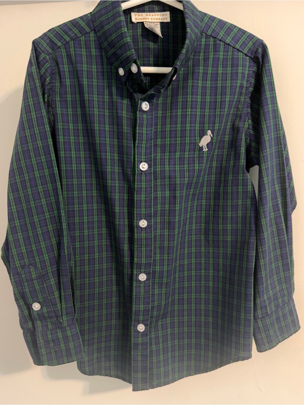 The Beaufort Bonnet Company Green & Navy Plaid Button-Down Shirt